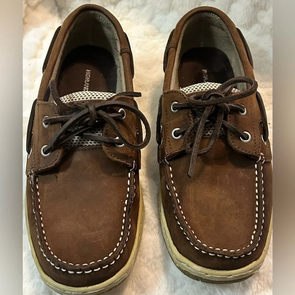 Highland Creek Brown beige leather lace up slip on loafer women’s size 7.5M - Picture 3 of 12